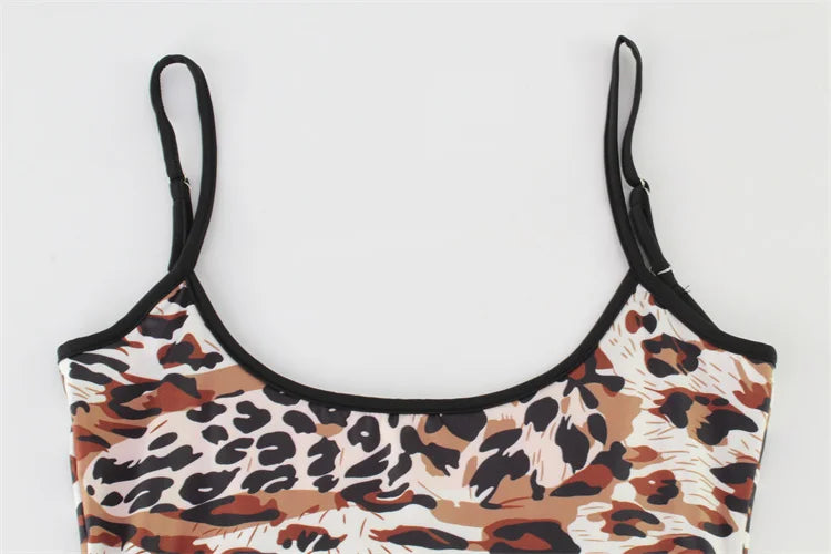 Eulalie Leopard Print Backless Cami Bodycon Mini Dress
