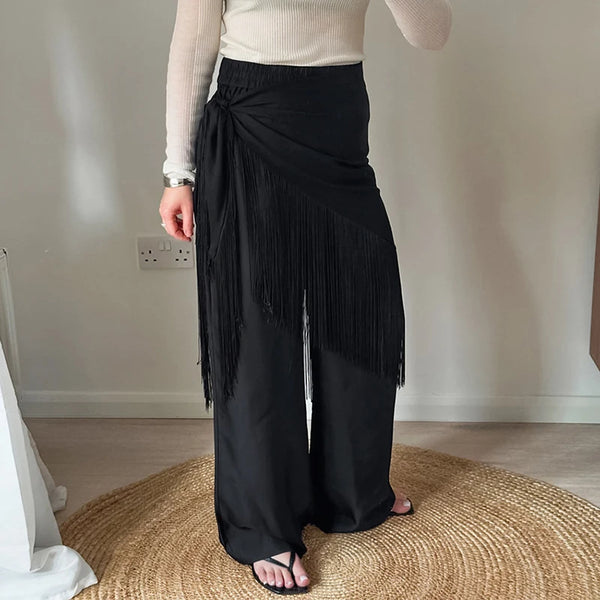 Fashion Leopard Fringed Patchwork Women's Skirts Irregular Double-Sided Lady Mini Skirts 2026 Summer Chic New Female Streetwear