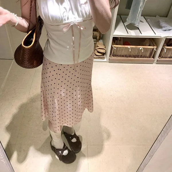 Colette Polka Dot Pleated A-Line Midi Skirt One-piece