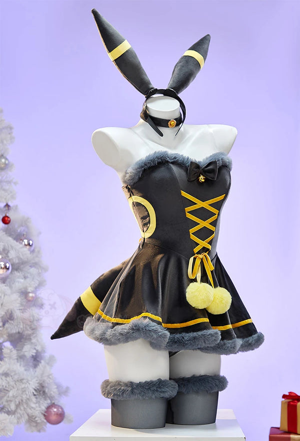 Liora Hooded Fur-Trim Cape & Lace-Up Velvet Cosplay Costume Set