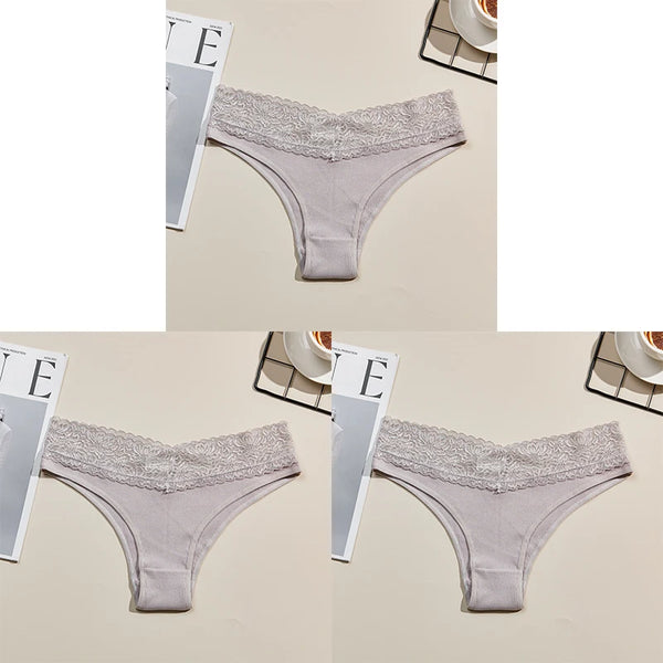 Danica Cotton Lace Brief Pack Lingerie 3-piece