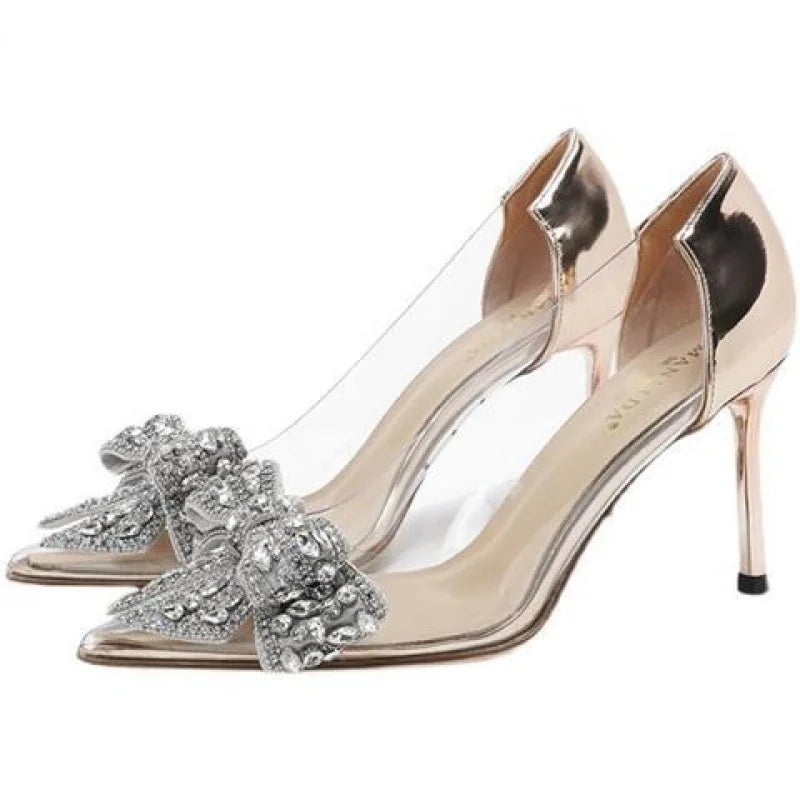 Clarity Rhinestone-Bow Clear Sandals