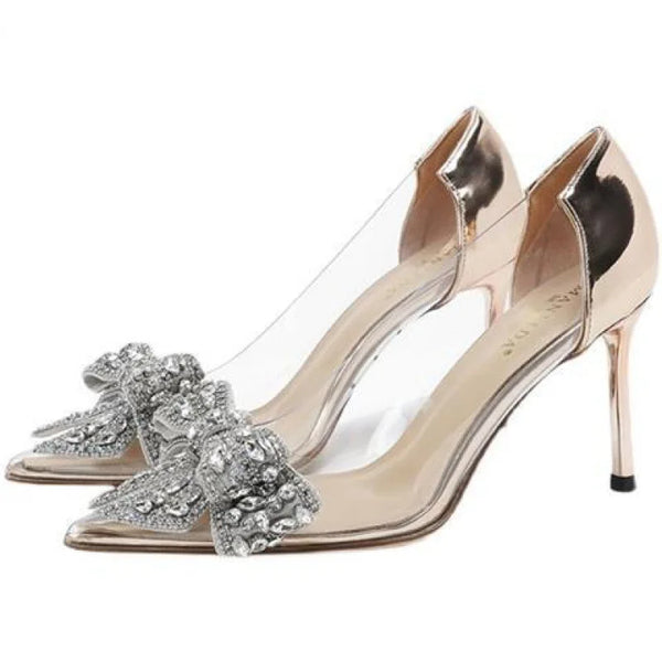 Clarity Rhinestone-Bow Clear Sandals