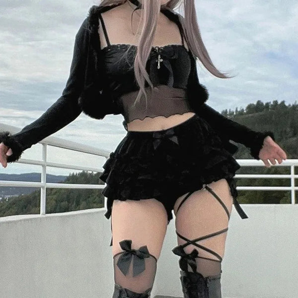 Juniper Lace-Bow Gothic Skort One-piece