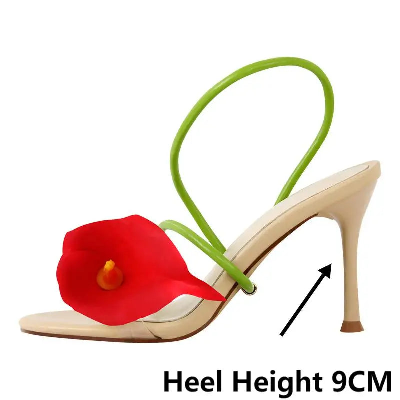 Calla Lily Slingback Kitten-Heel Sandals