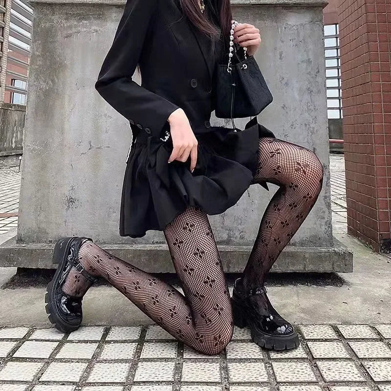 Salem Gothic Cross Fishnet Pantyhose