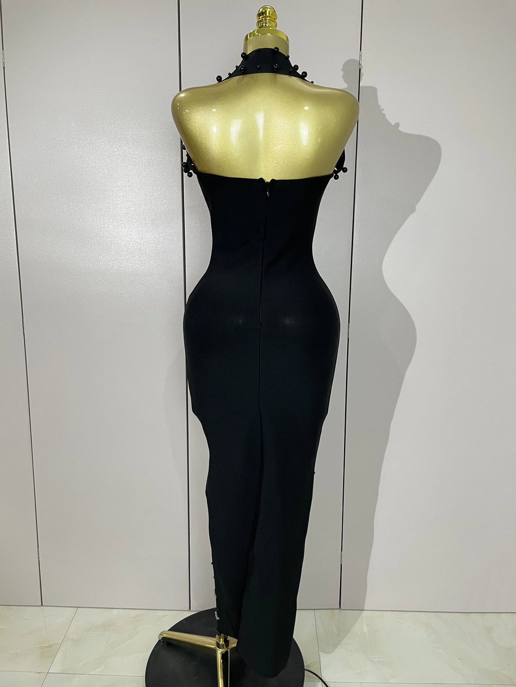 Giselle Rhinestone Pearl Bodycon Maxi Dress