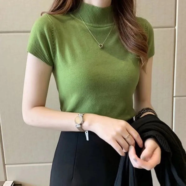 Aveline Mock-Neck Short-Sleeve Tee