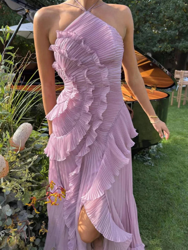 Saskia Ruched Backless A-Line Maxi Dress