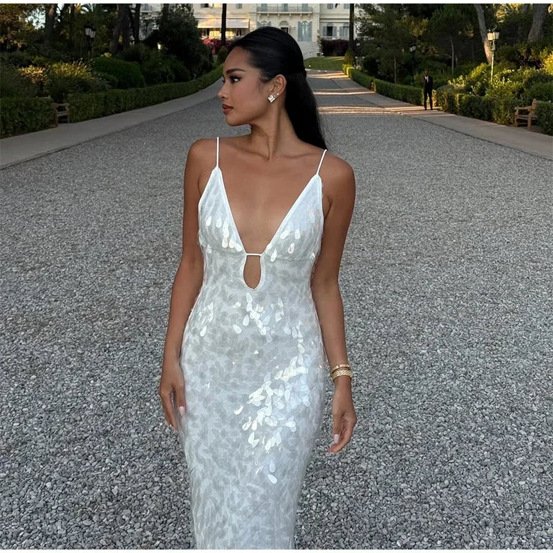 Seraphina Sequin V-Neck Maxi Dress
