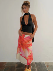 Lena Sunset Sleeveless Halter Scarf Top