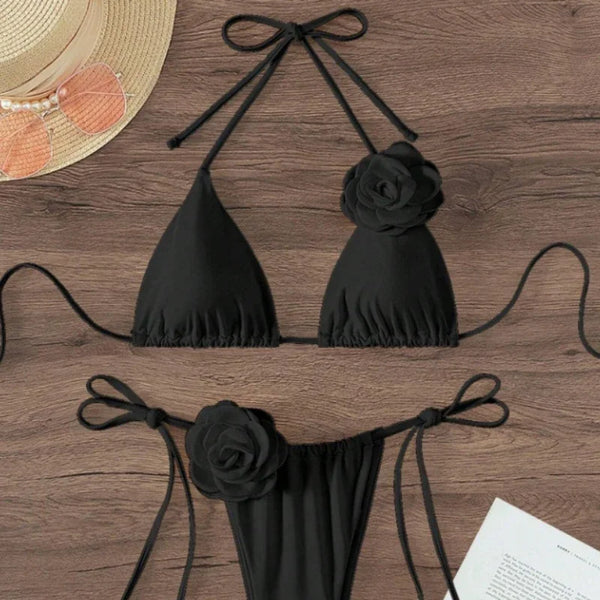 Amara 3D Floral Halter Bikini Two-piece