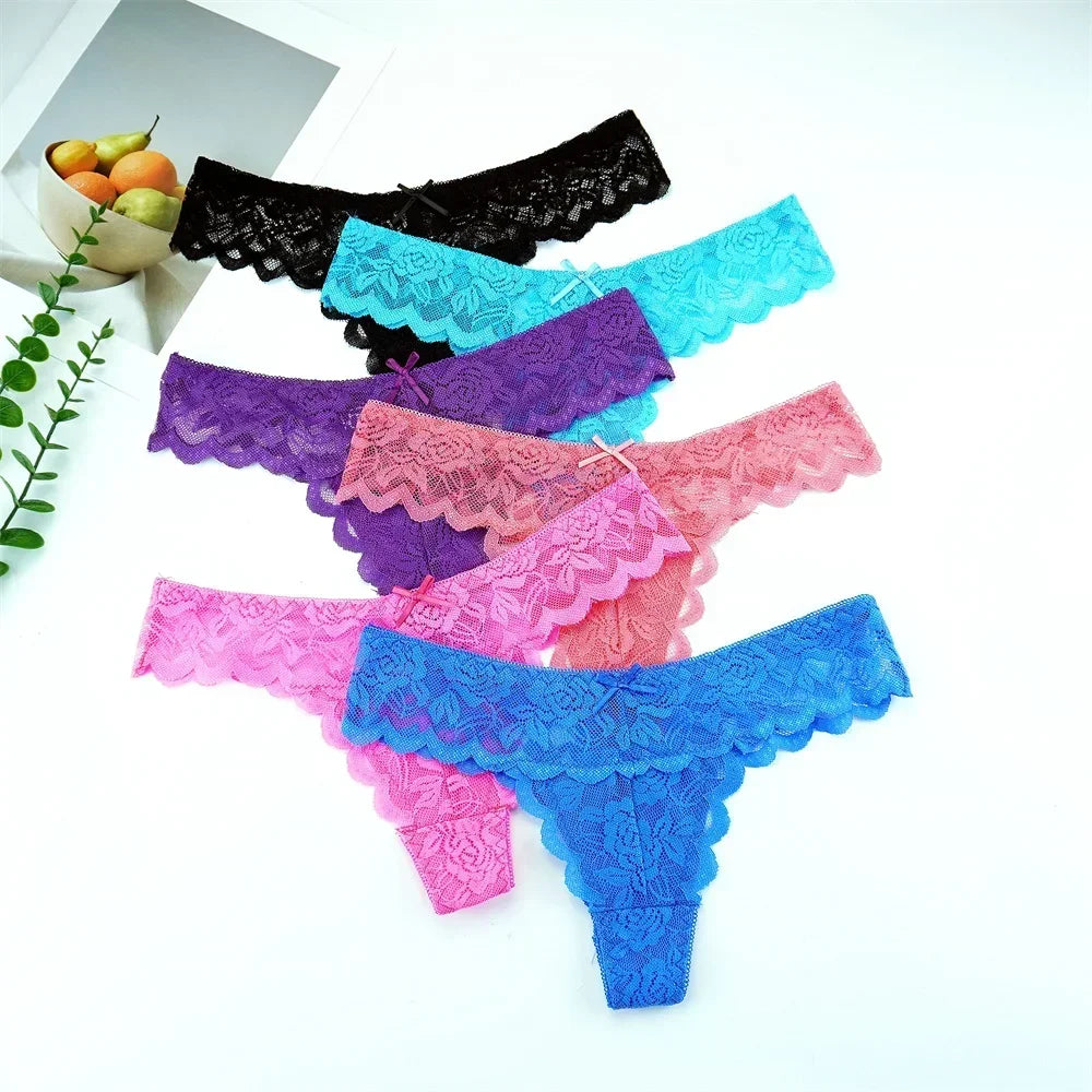 Violetta Sheer Lace G-String Panty Pack Lingerie 3-piece Secondary image