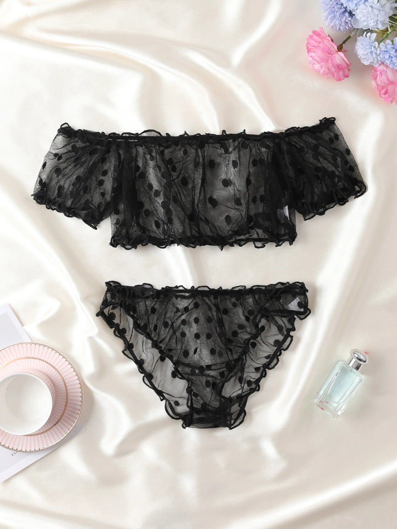 Clementine Dot Mesh Bra & Panty Lingerie Two-piece Secondary image