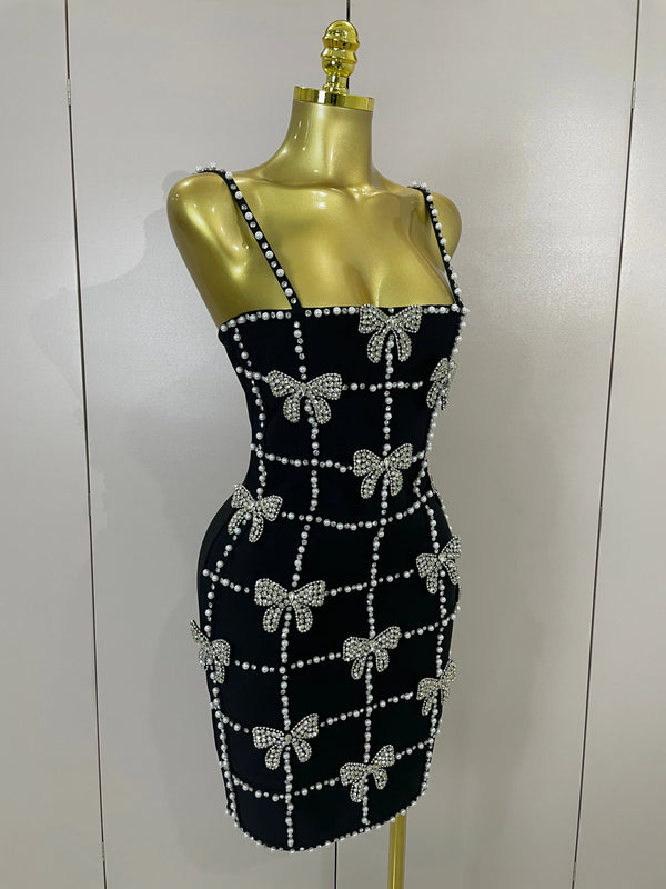 Felicity Pearl Bow Bodycon Mini Dress