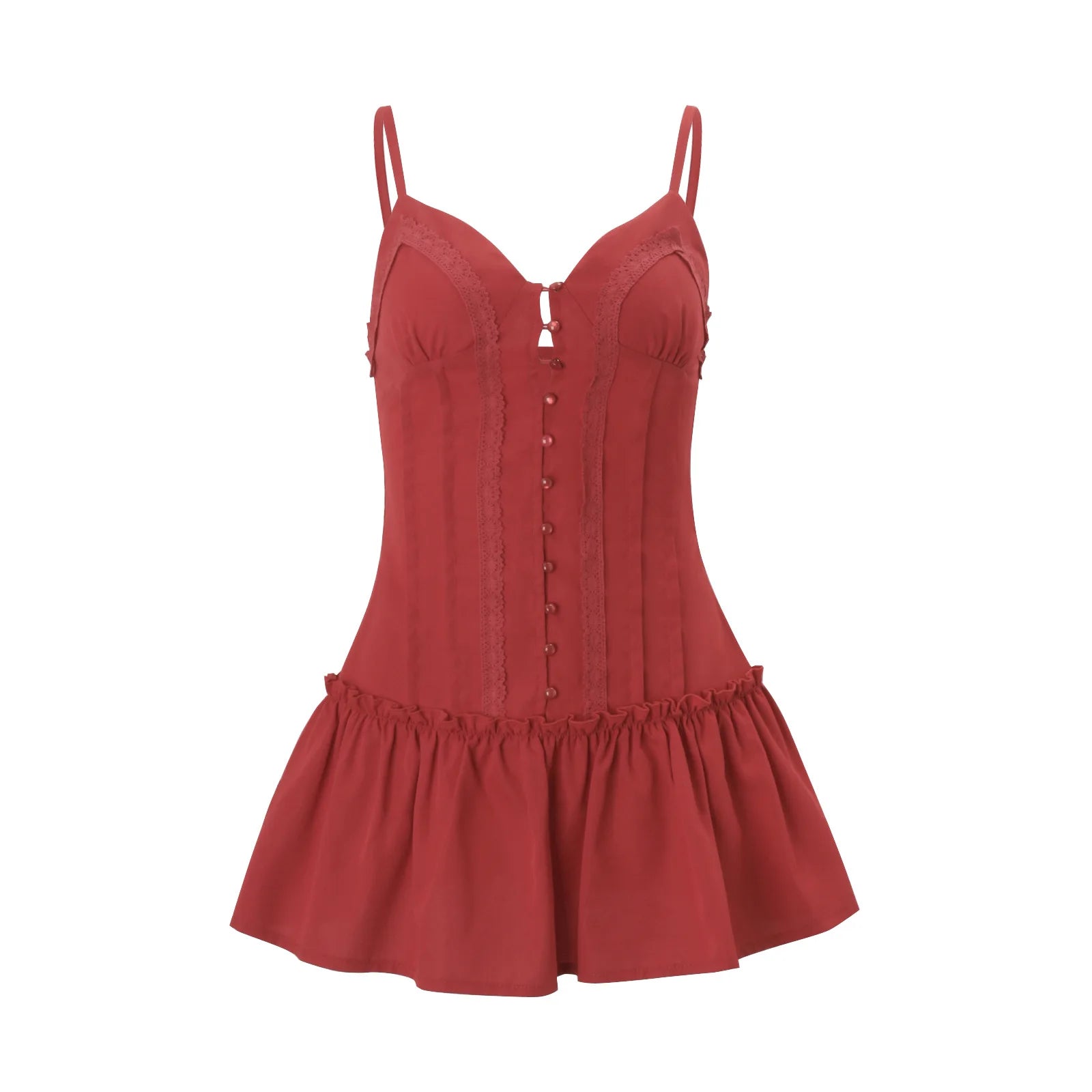 PixieKiki Spaghetti Strap Deep V Neck Pleated Mini Dress Sexy Red Summer Dresses Trendy Clothes Woman 2026 P33-EE12