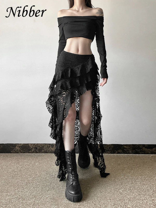 Arden Tassel Lace Asymmetrical Maxi Skirt One-piece