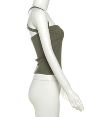 Luna Olive Crossback Ribbed Crop Top