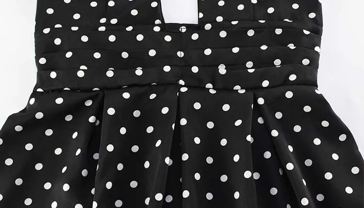 Leontyne Polka-Dot Cross-Halter Keyhole Backless A-Line Mini Dress
