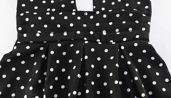 Leontyne Polka-Dot Cross-Halter Keyhole Backless A-Line Mini Dress