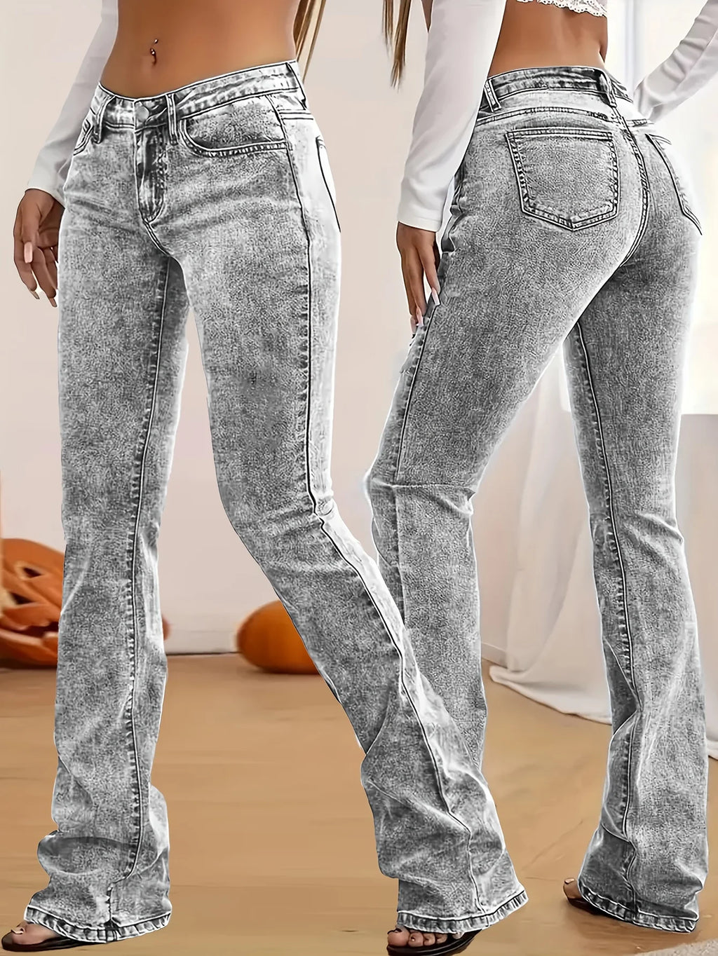 Selene Snow-Wash Bootcut Jeans