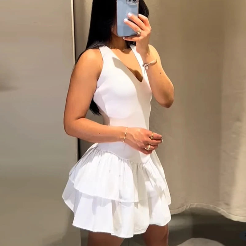Amara Halter Ruffle A-Line Mini Dress