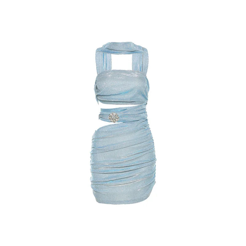 Aurora Ice Blue Shimmer Cutout Mini Dress Secondary image