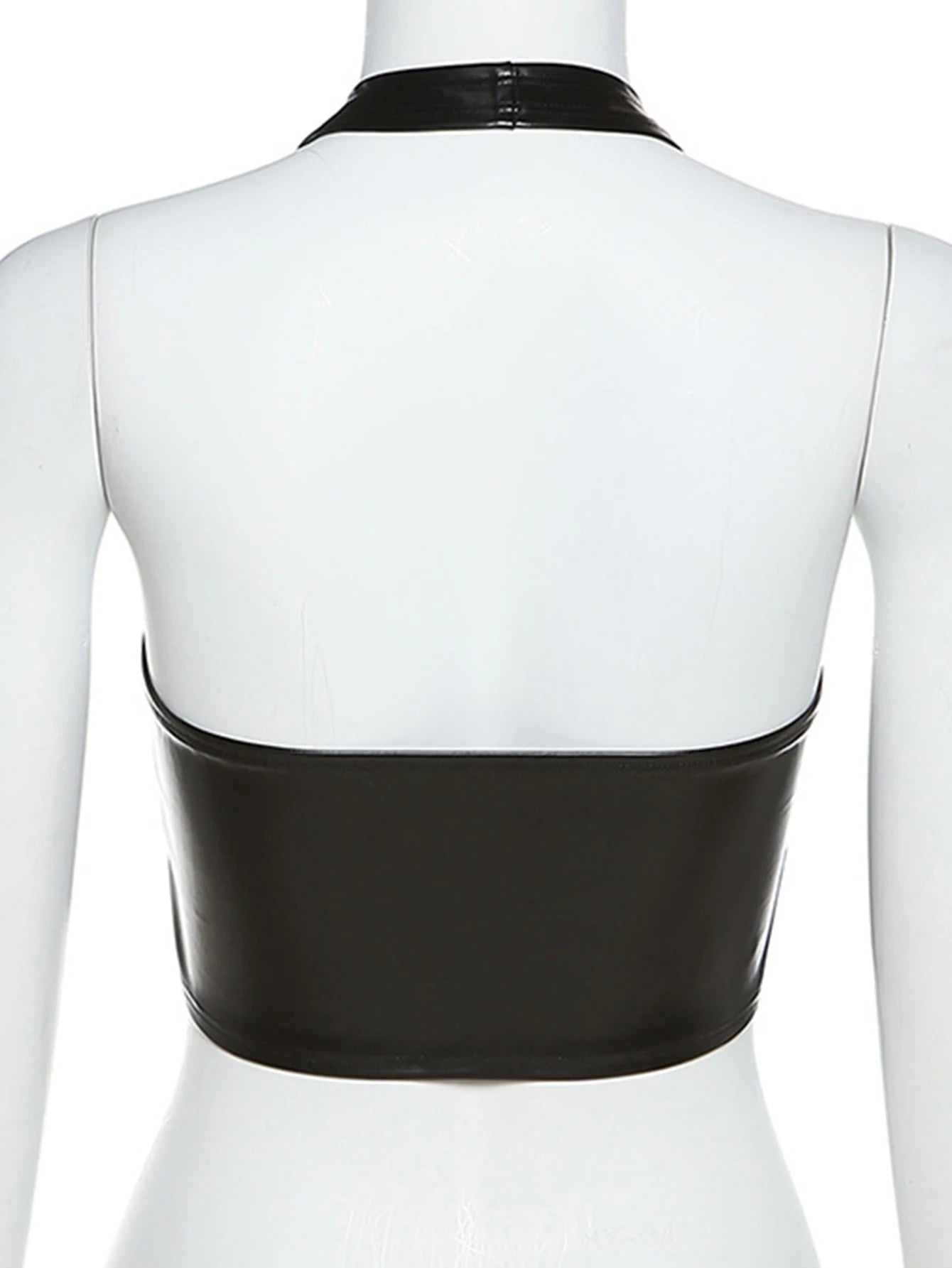 Morrigan Black PU Leather Halter Corset Crop Top Secondary image