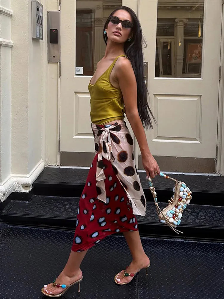 Marlowe Animal Print Wrap Midi Skirt One-piece