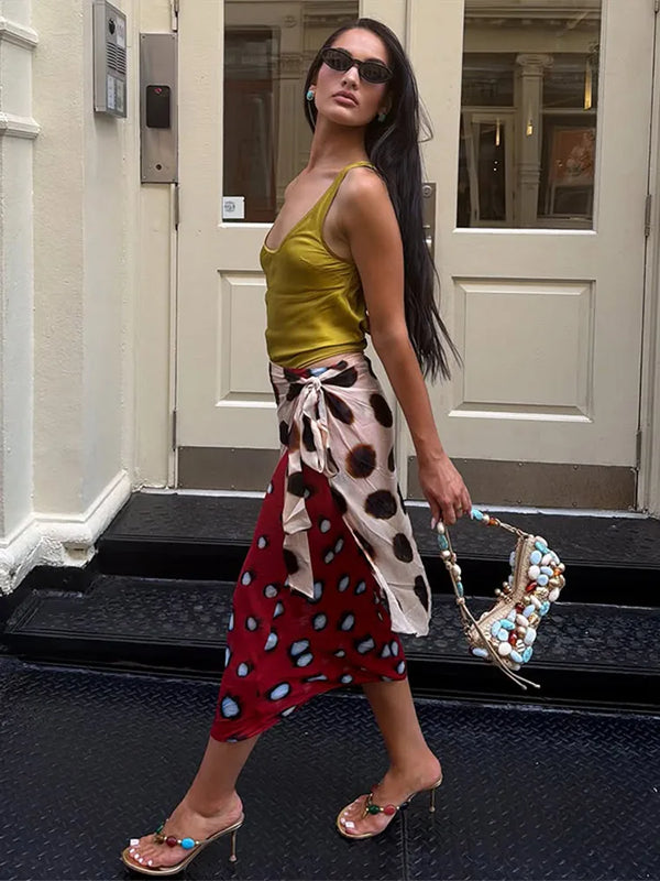 Marlowe Animal Print Wrap Midi Skirt One-piece