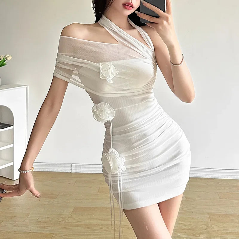 Marisol 3D Floral One-Shoulder Mini Dress