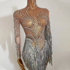 Aria Crystal Fringe Illusion maxi dress One-piece