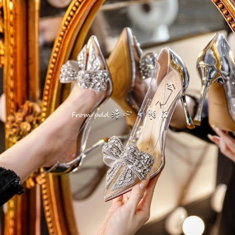 Clarity Rhinestone-Bow Clear Sandals