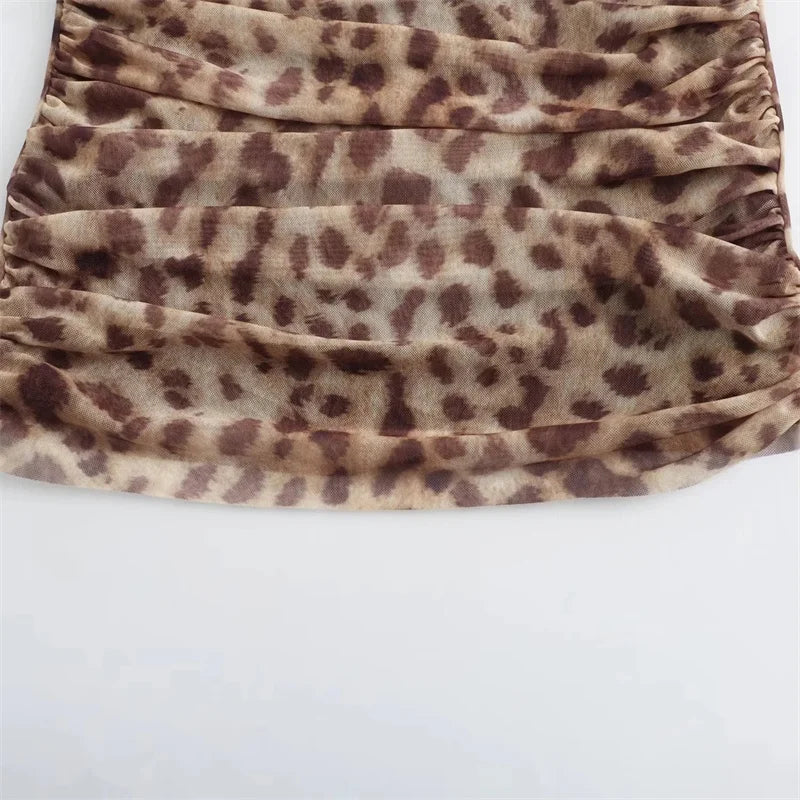 Nahara Leopard Ruched Bandeau Top & Midi Skirt Separates