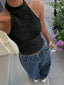 Women's Sexy White Lace High Neck Halter Back Button Backless Slim Fit Crop Top Casual Daily Vacation Summer 2026