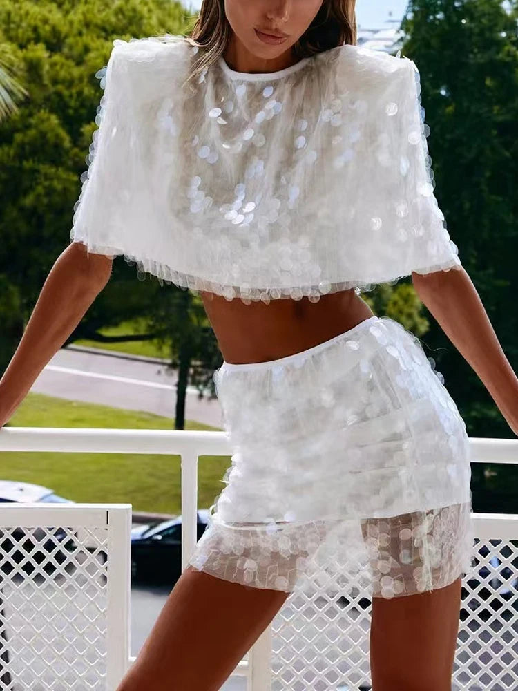 Jessamine Sequin Mini Skirt Set Two-piece