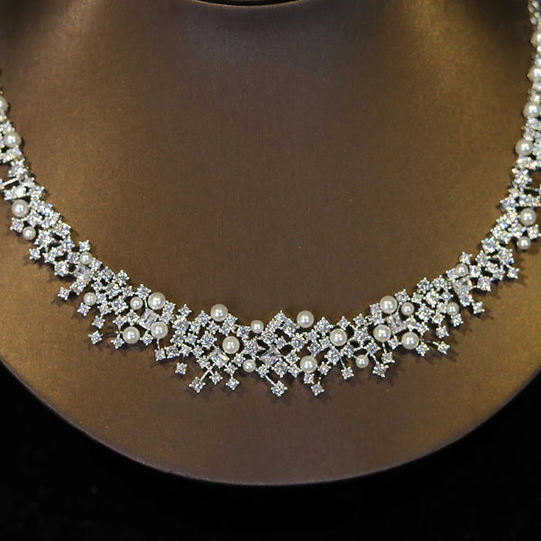 Leonora Pearl Crystal Choker & Earring Jewelry Set