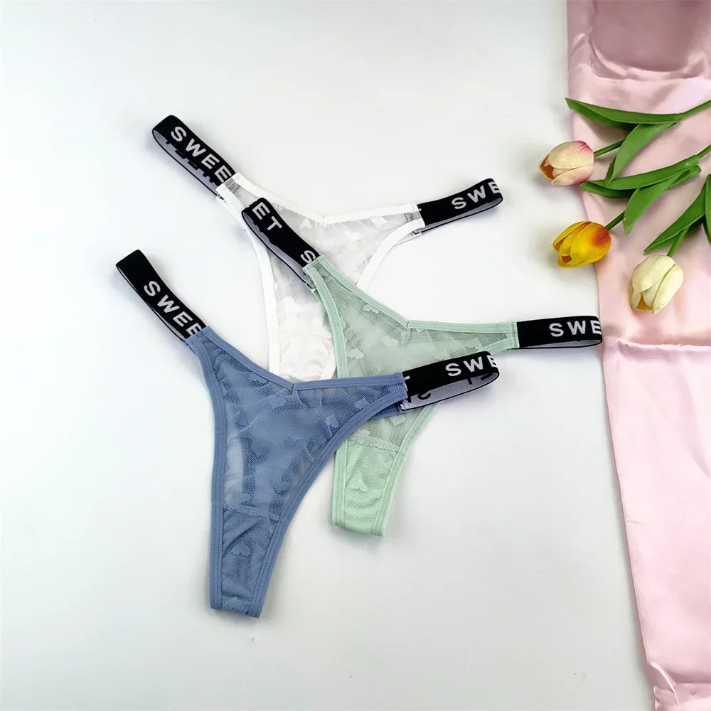 Amara Letter-Waist Mesh Thong Pack Lingerie 3-piece