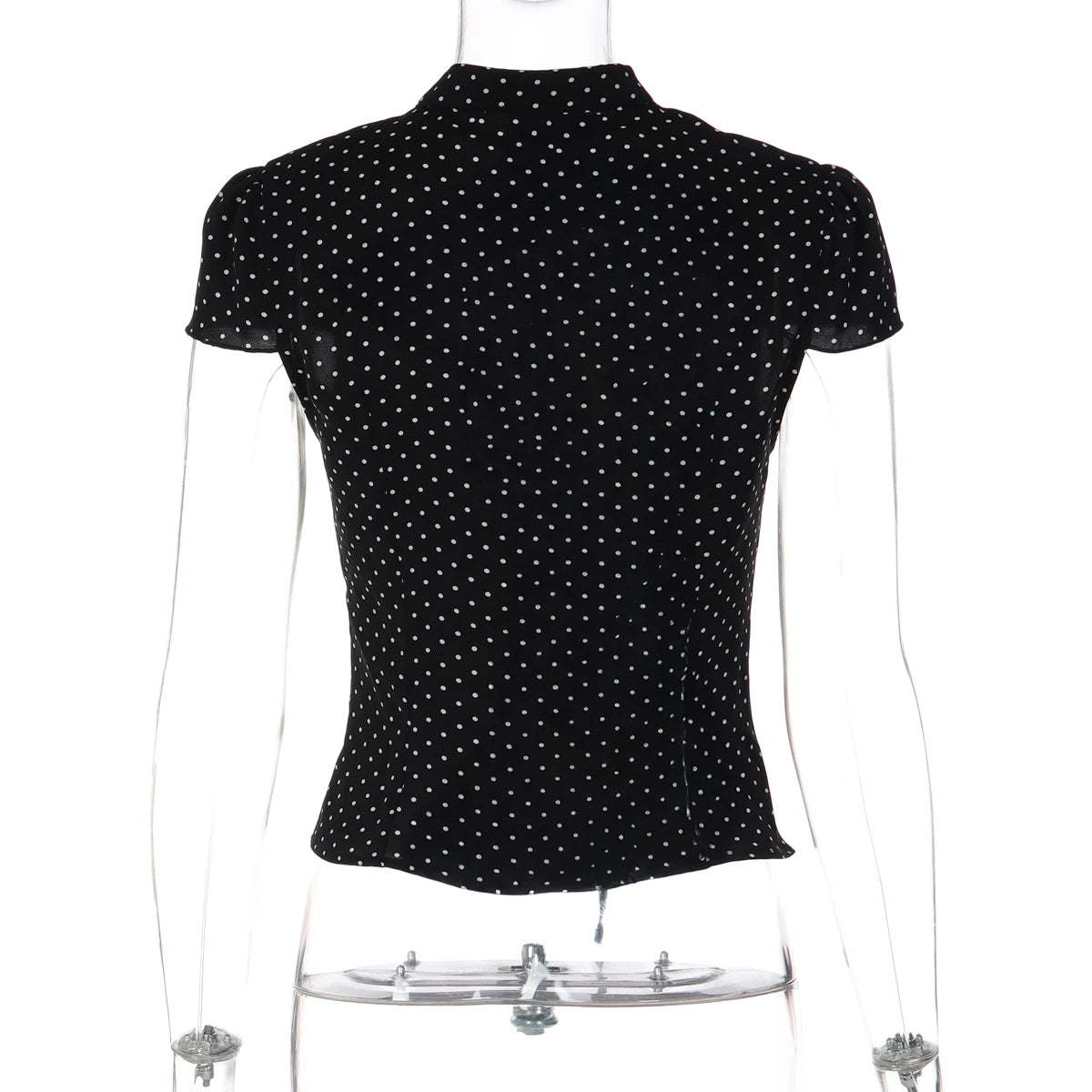 Dulzura Women'S Sexy Hollow Out Short Sleeve Lace Up Polka Dot T-Shirt Vintage Casual Y2K Top Party Club Street Summer Clothes