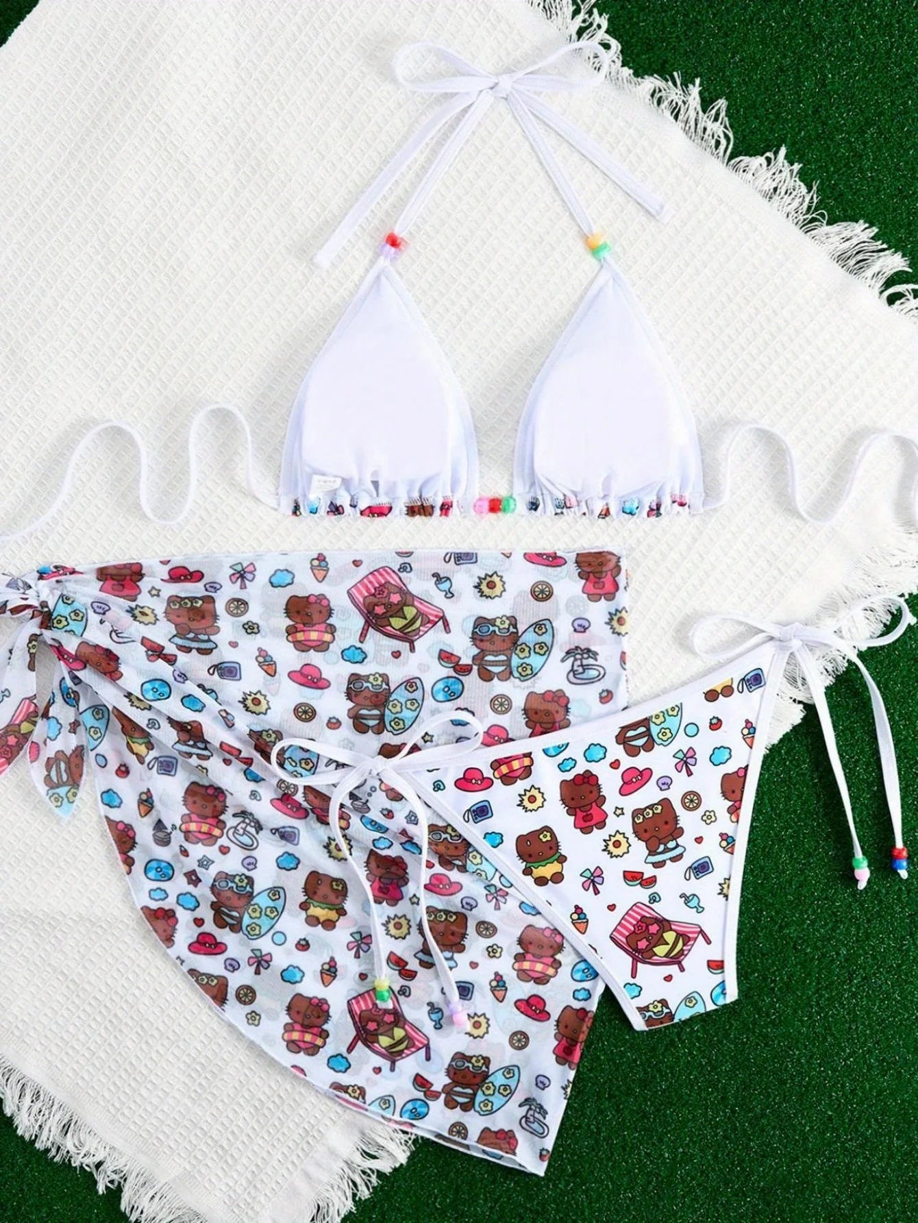 Mimi Cartoon Cat Bikini Three-piece