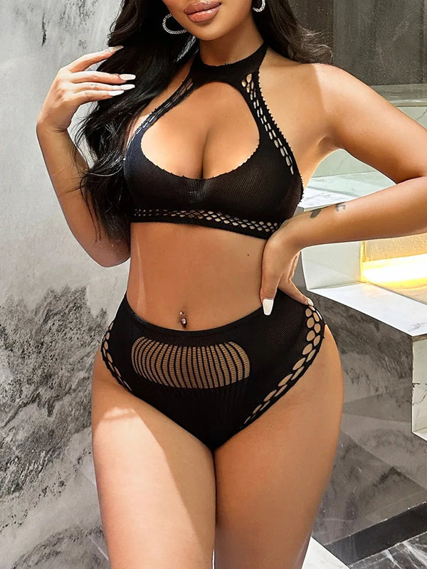 Nixie Mesh Garter-Belt Lingerie Set