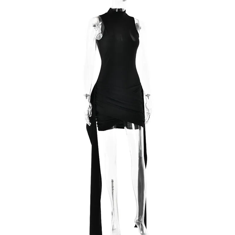 Natalia Sleeveless Ruched Bodycon Mini Dress with Side Drape