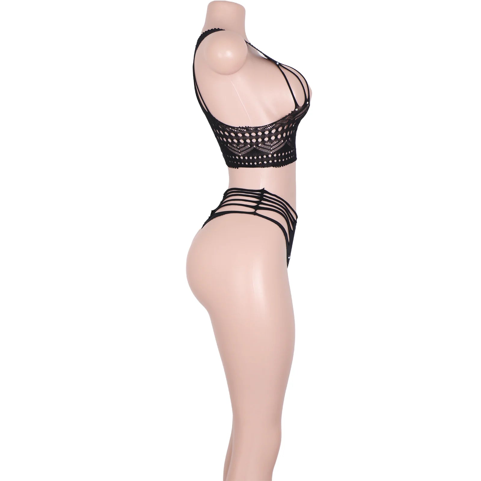 Obsidian Temptation Fishnet Mesh Lingerie Two-piece