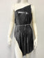 Calista Metal-Sequin One-Shoulder Mini Dress