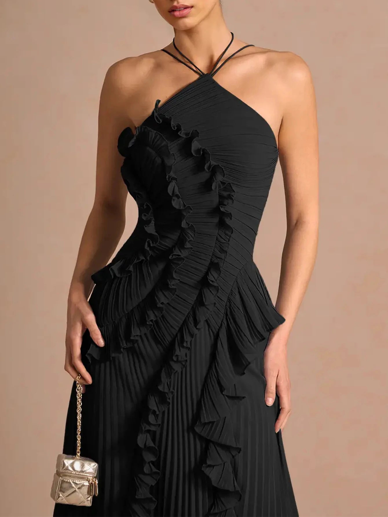 Saskia Ruched Backless A-Line Maxi Dress