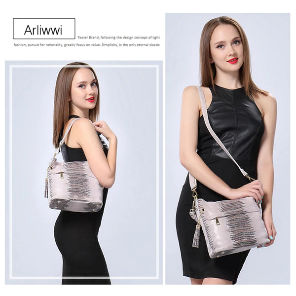 Lucienne Embossed Leather Bucket Bag