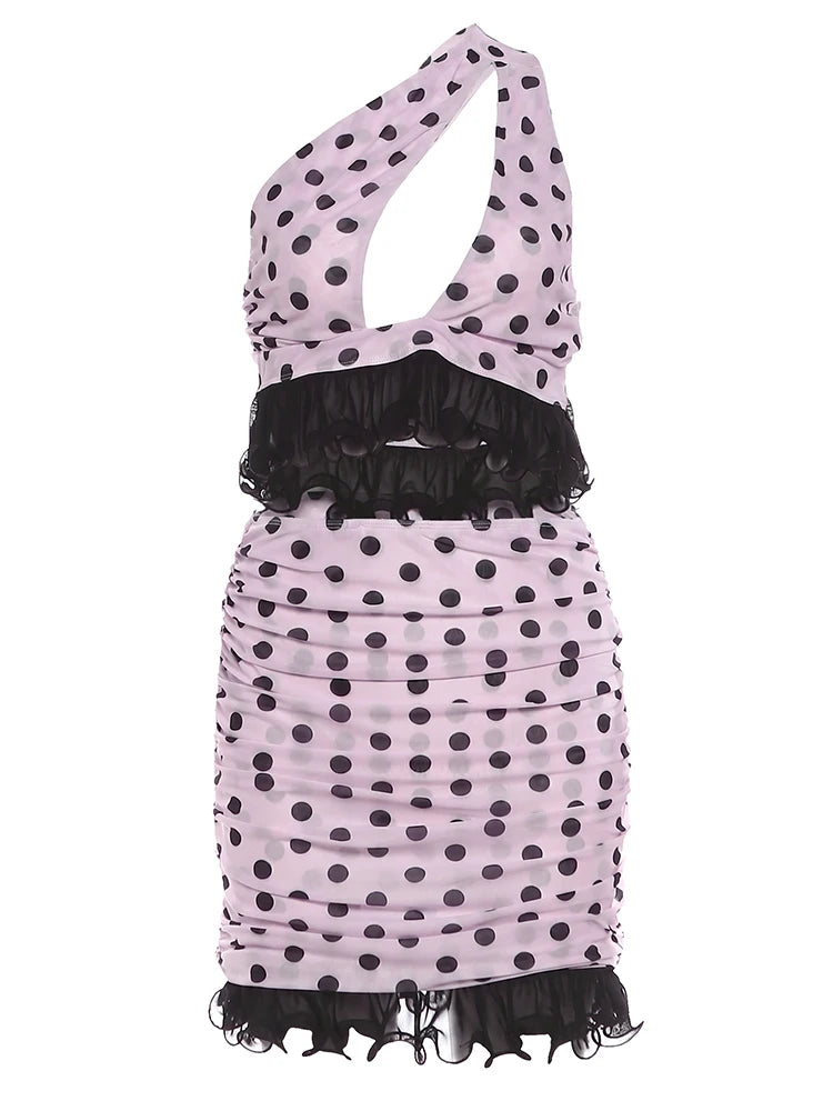Rosé Monaco Polka Dot Skirt Two-piece