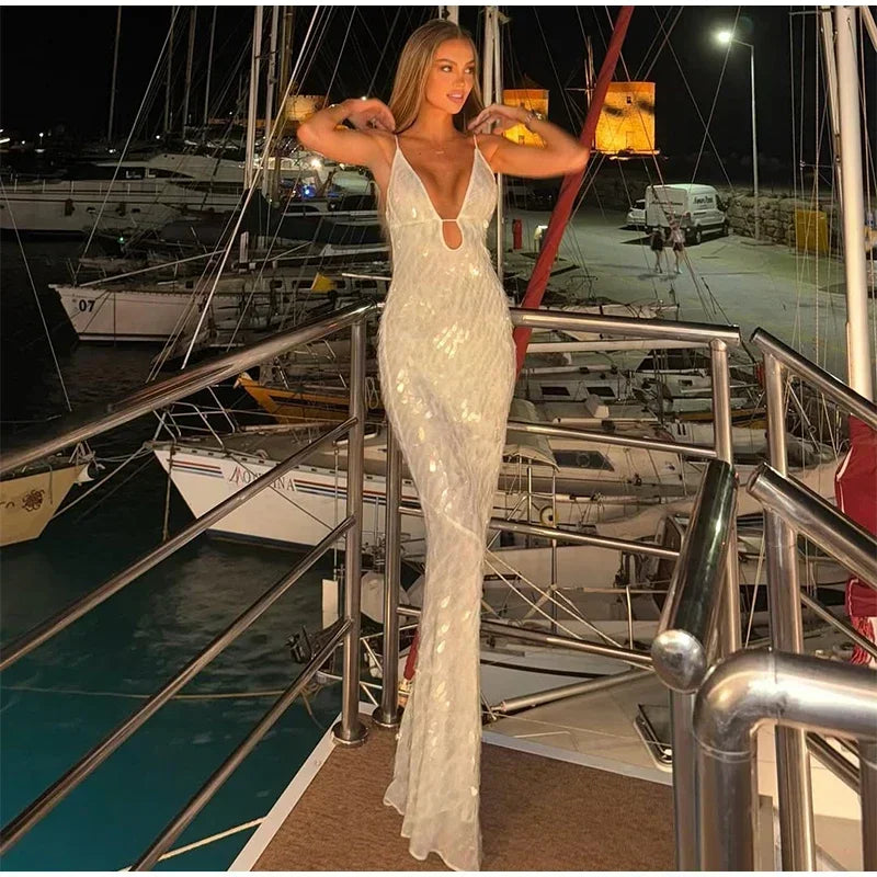 Seraphina Sequin V-Neck Maxi Dress