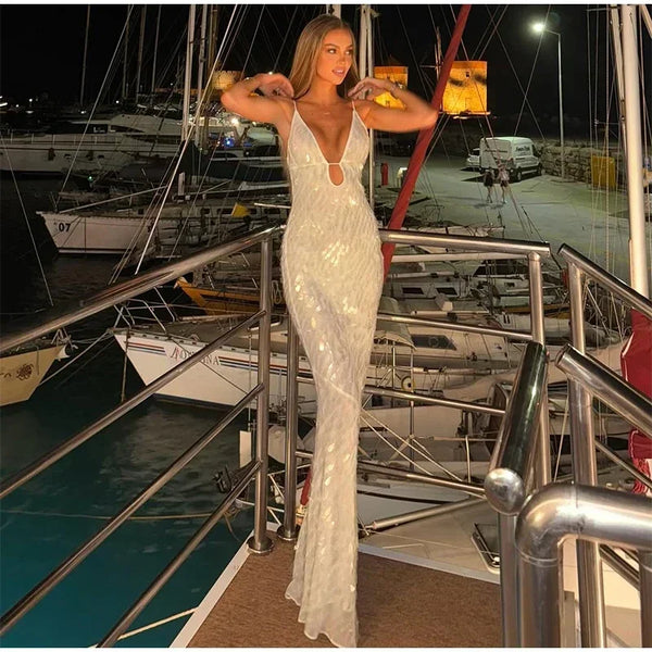 Seraphina Sequin V-Neck Maxi Dress