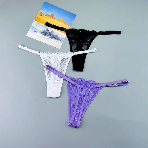 Celestine Adjustable Lace Thong Pack Lingerie 3-piece